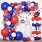 RUBFAC 160pcs Red White and Blue Balloons Garland Arch Kit, 4th of July Balloons Patriotic Decorations, Birthday Wedding Nautical Patriotic Baseball Theme with Star Foil Balloons Decorations